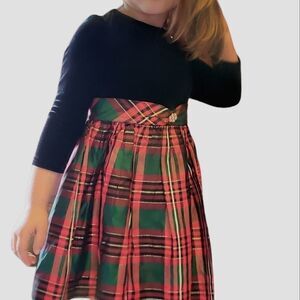 Vintage Jessica McClintock Plaid Taffeta & Velvet Dress